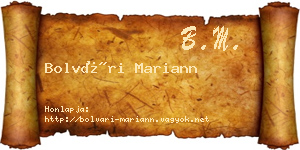 Bolvári Mariann névjegykártya