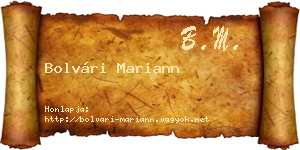 Bolvári Mariann névjegykártya